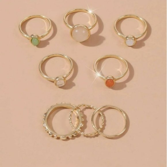 *Morgan* Set of 8 Rings - Picture 2 of 2